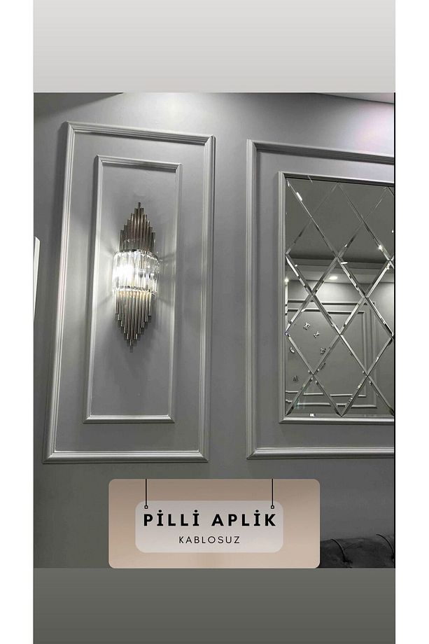 Pilli Aplik Krom Rengi Duvar Lambası - 3