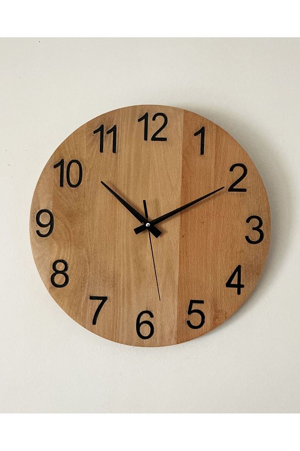 Ahşap Minimalist Duvar Saati, Sessiz Duvar Saati, Duvar Dekorasyonu, Bohem Hediyelik - 3