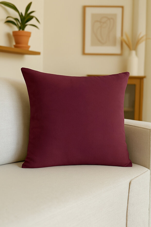 Luna Series Velvet Textured Throw Pillow Cover - Plum