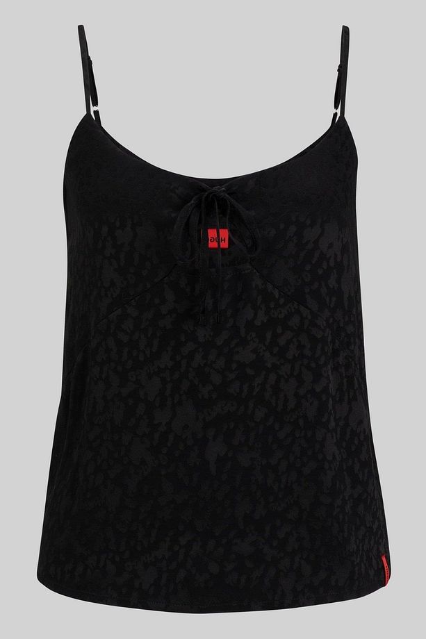 Kadın Imzalı Jakarlı Logolu Pijama Bluz Siyah - 5
