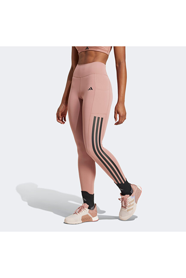 Optime 3 Stripes Full Length Kadın Pembe Antrenman Tayt - 2