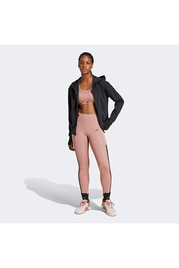 Optime 3 Stripes Full Length Kadın Pembe Antrenman Tayt - 1