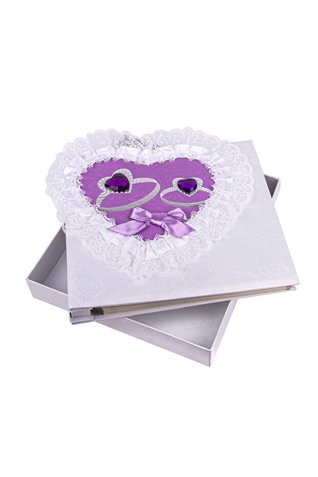 40 Sheets Adhesive Lacy Purple Photo Album - 22X25Cm