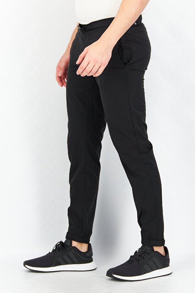 Men Regular Fit Solid Jogger Pants, Black - 3