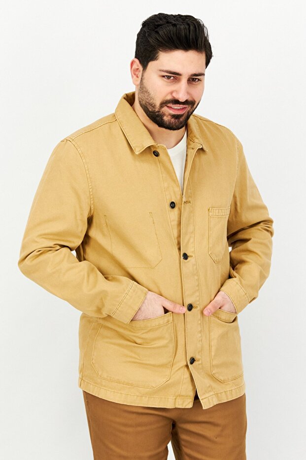 جاكيت قميص رجالي سادة، بني - 1