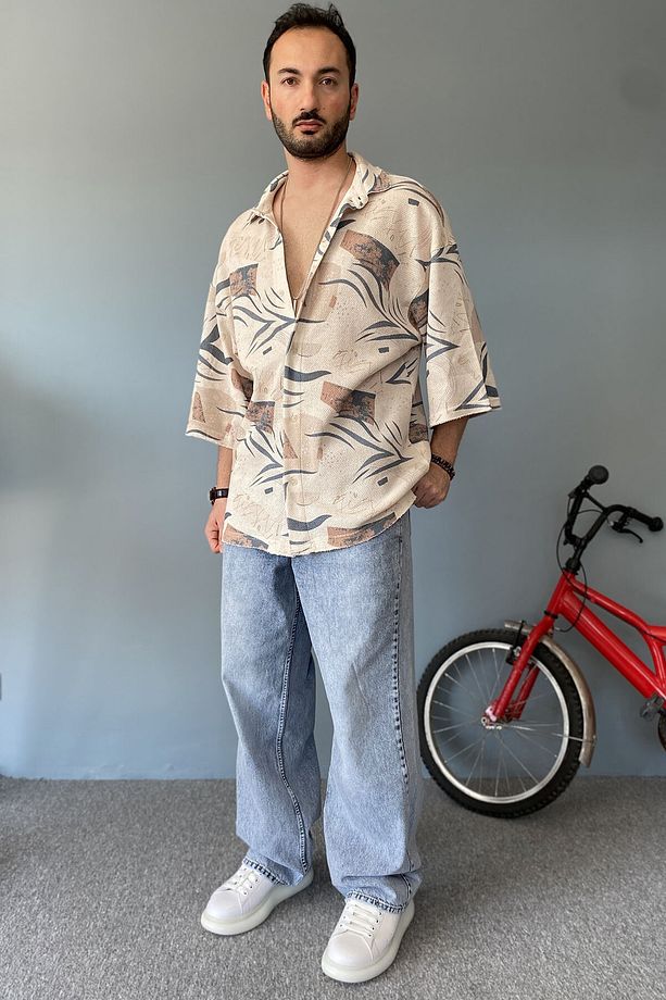 Oversize Fakir Kol Jakarlı Gömlek - 4