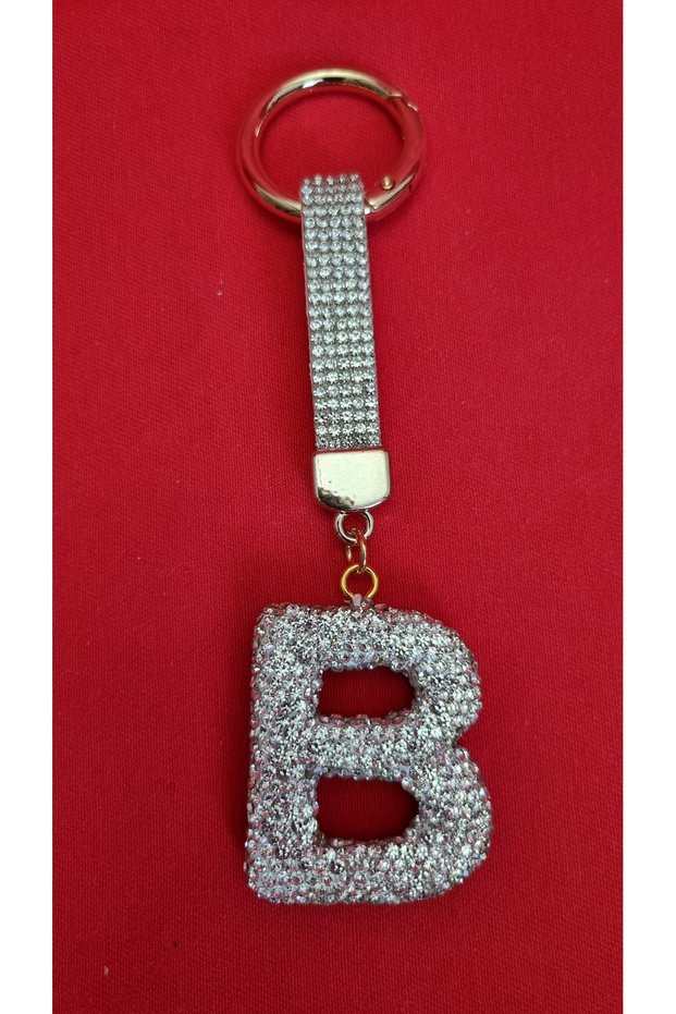 Rhinestoned Letter Keychain