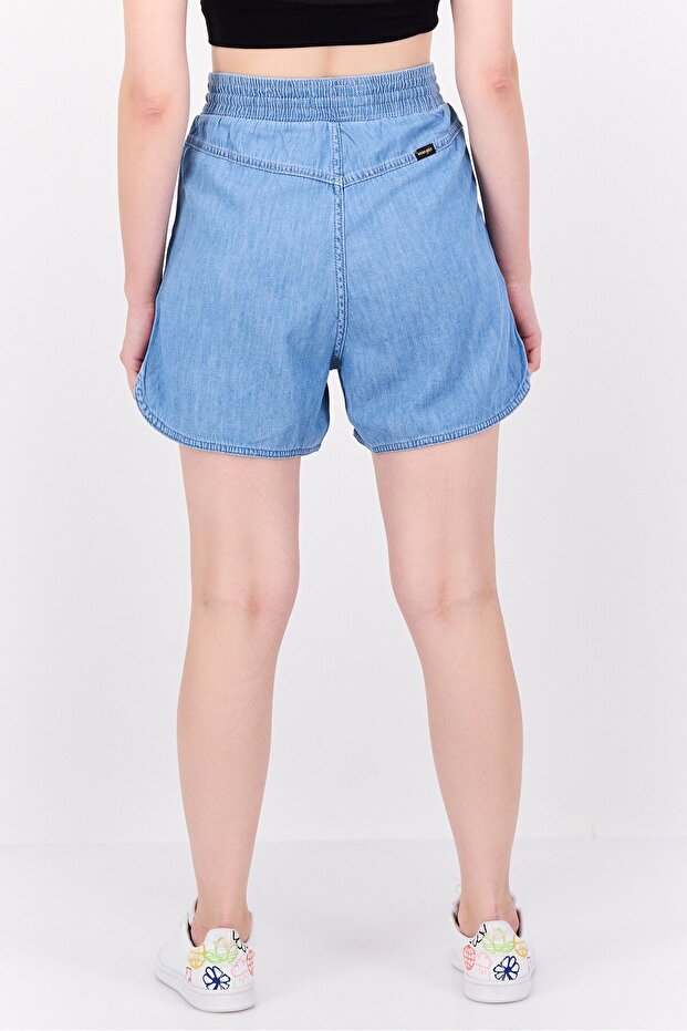 Women Solid Basic Shorts, Blue - 3