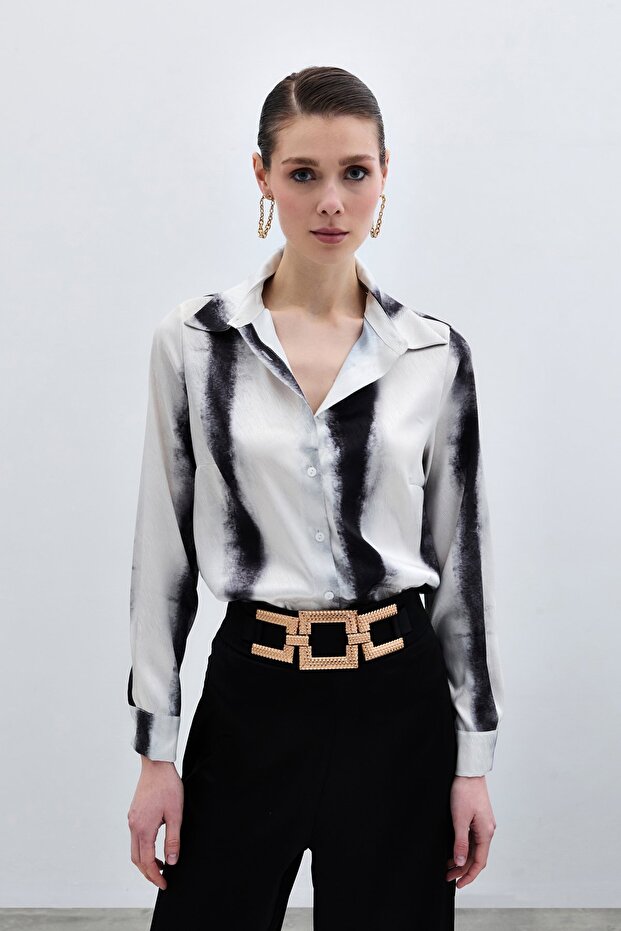 Patterned Classic Shirt - Black - 1