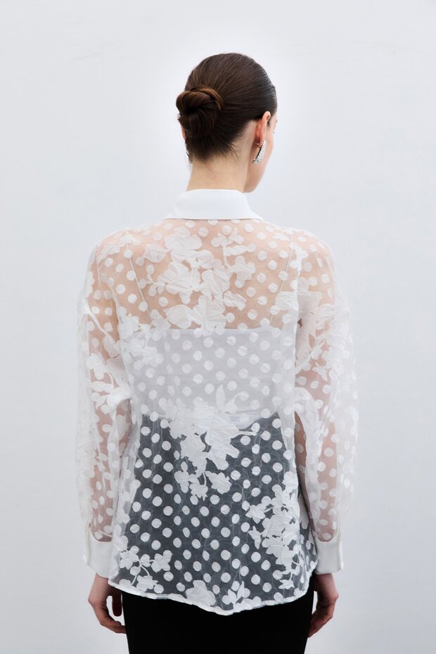 Self Patterned Shirt - Ecru - 8