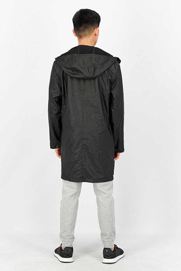 Men Solid Parka Jackets, Black - 3