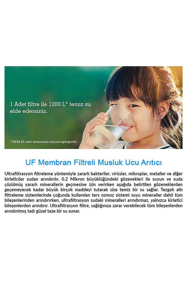 Water Uf Membran Filtreli Musluk Ucu Arıtıcı / 3 Adet Uf Membran Filtreli Kartuş / Gw-d01p2 - 8