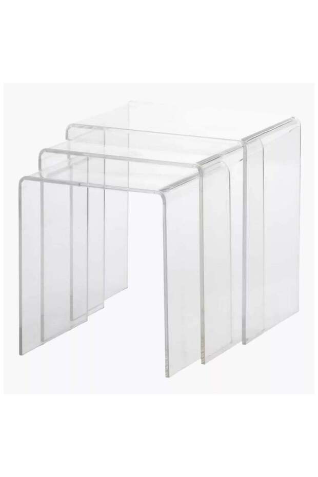 Acrylic Clear Nesting Tables, Coffee Table, End Table, Living Room Table, Adjustable Coffee Corner T