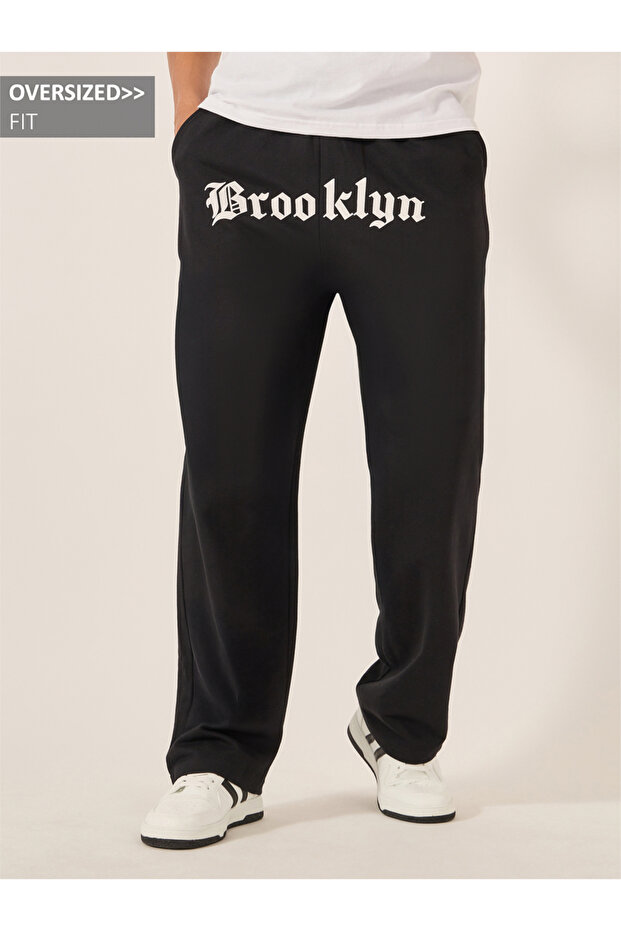 Slogan Print Oversized Joggers