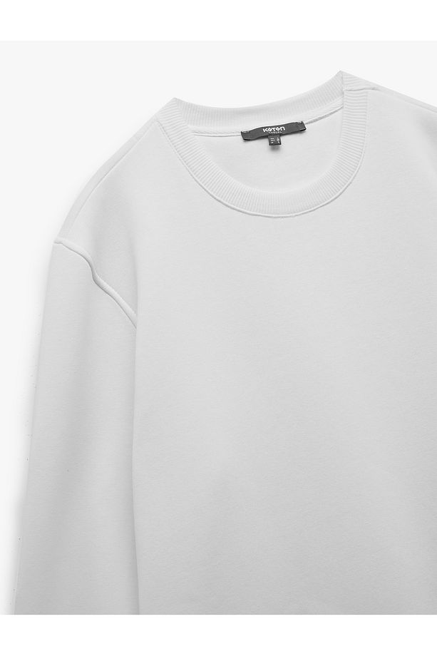 Pamuklu Uzun Kollu Şardonlu Bisiklet Yaka Erkek Basic Sweatshirt - 5