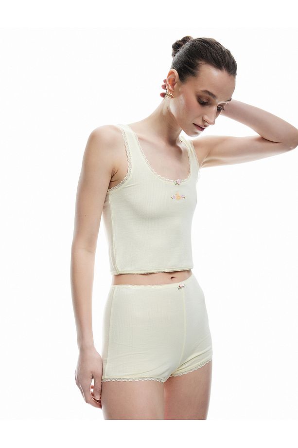 Modal Karışımlı Dantel Detaylı Şort Pijama Altı - 1