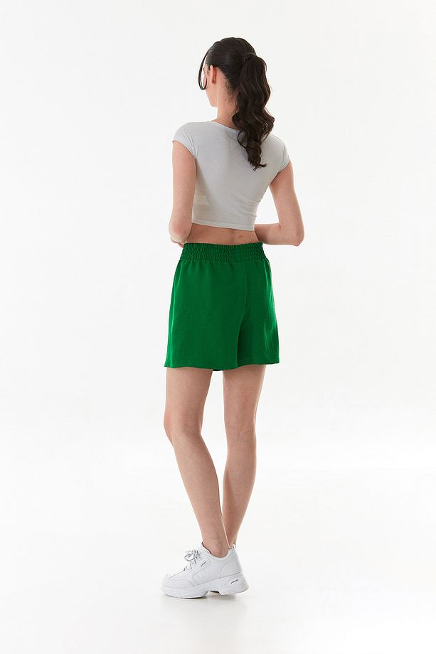 Basic Ayrobin Kumaş Beli Bağcıklı Şort - 4