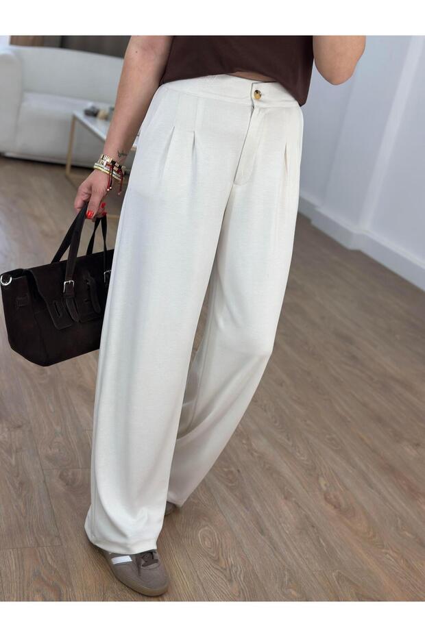 Orjinal Marka Modal Pantolon - Ekru - 4