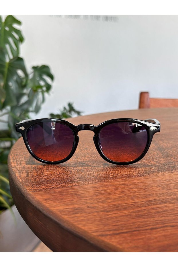 Black Two Color Glass Sunglasses 100% Uv Protection Gradient Red Glass Unisex Glasses