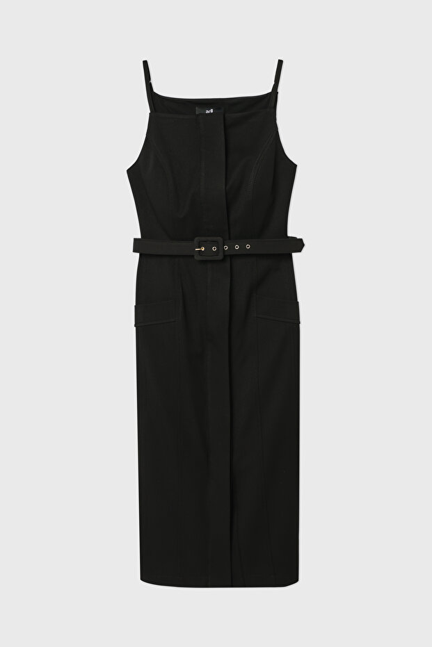 İp Askılı Kemerli Elbise - 7