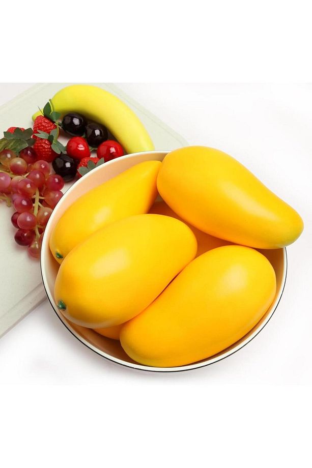 Yapay Meyve 6lı Paket Sarı Mango Fruit Tropik Meyve 12*7cm 1adet - 3