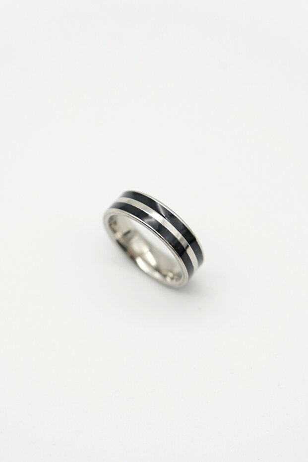 Steel Black Stripe Wedding Ring