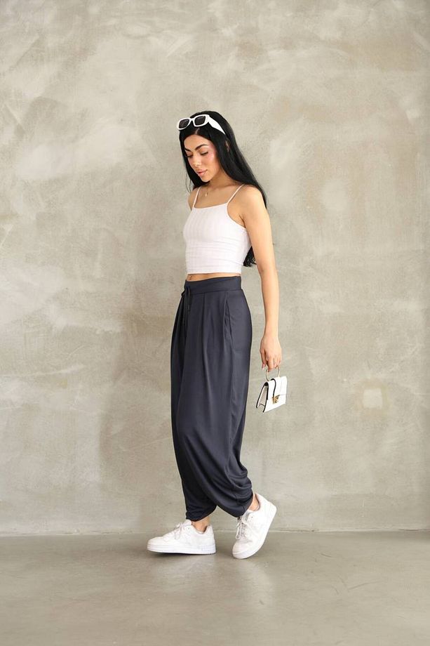 Modal Kumaş Yumuşak Doku Şalvar Pantolon - 2