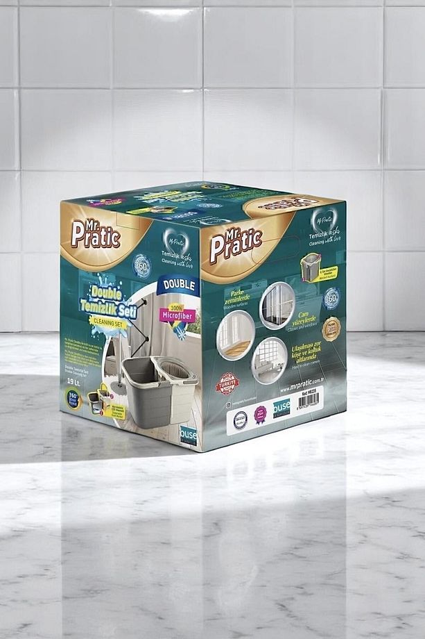 Çilek Double Yer Silme Temizlik Seti Ayrılabilir Çift Hazneli 360 Döner Mop Ve Paspas 19lt - 3