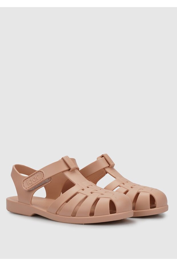 Bej Düz Sandalet - 2