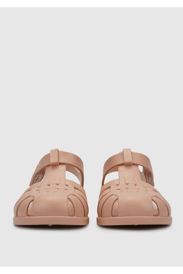 Bej Düz Sandalet - 3