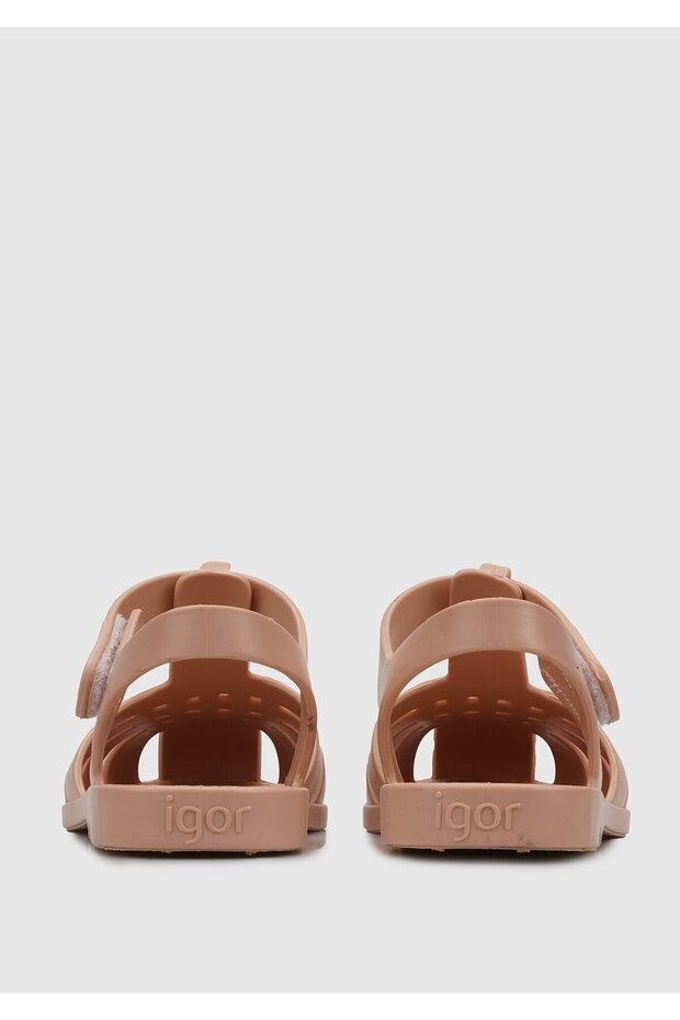 Bej Düz Sandalet - 4