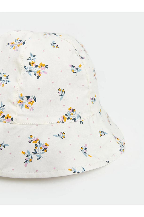 LCW baby Ekru Baskılı Kız Bebek Bucket Şapka - 3