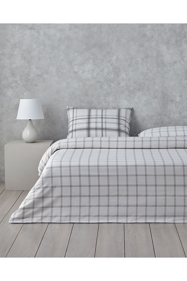 Graphic Grid Kolay Ütülenir Tek Kişilik Nevresim Takımı 160x220 cm Gri - 2