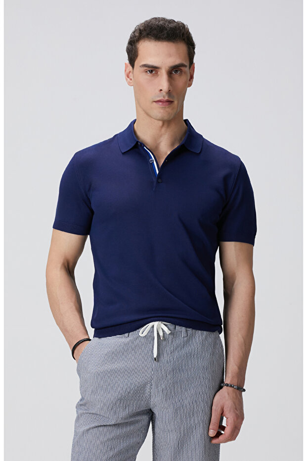 Lacivert Polo Kazak - 1