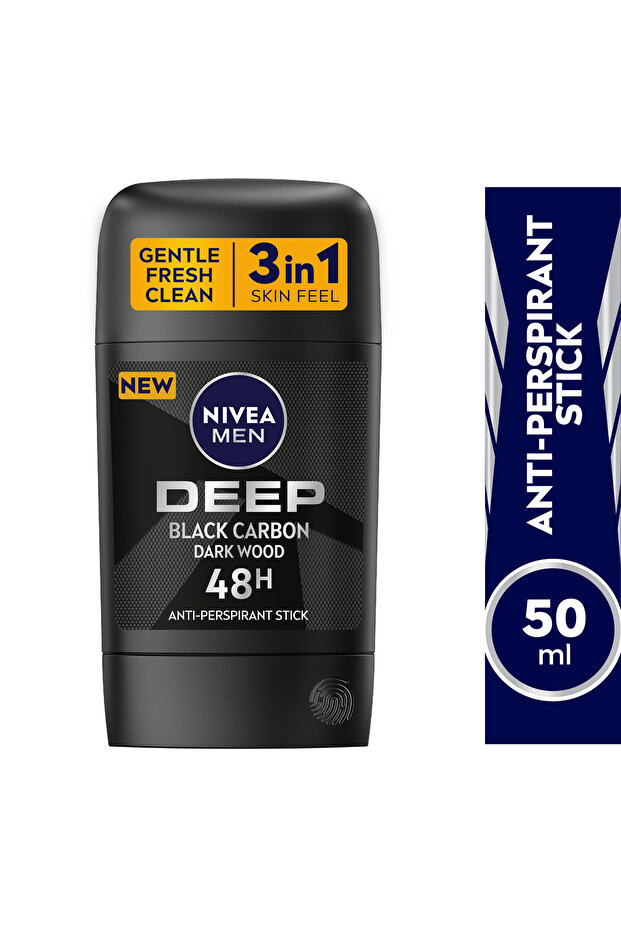 Men Antiperspirant Stick Deep Black Carbon 50ml – 48H Sweat & Odor Protection