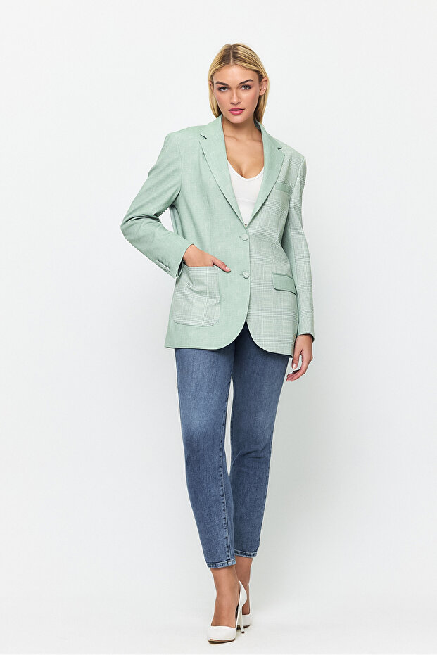 Double Button Closure Pocket Detailed Blazer Jacket - 2