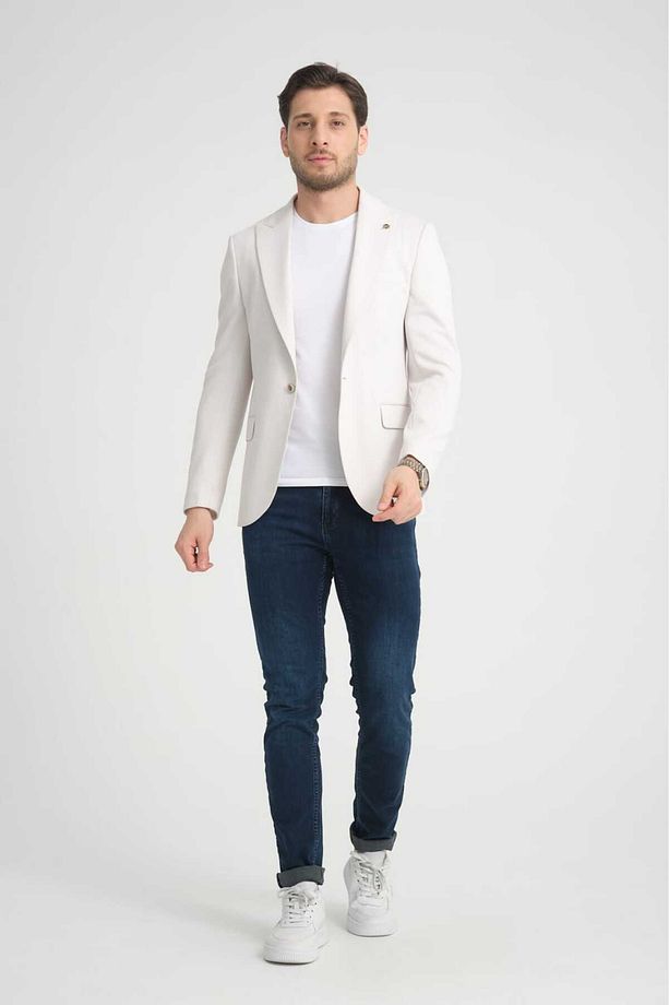 Gofre Desen Slim Fit Torba Cep Sivri Yaka Blazer Ceket - 2