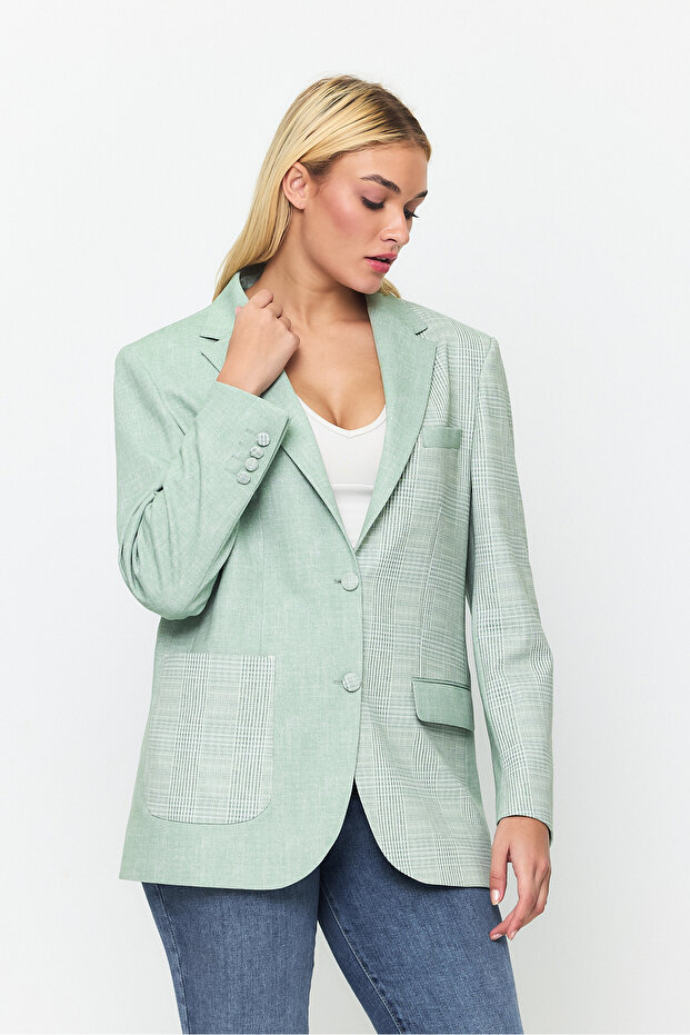 Double Button Closure Pocket Detailed Blazer Jacket - 4