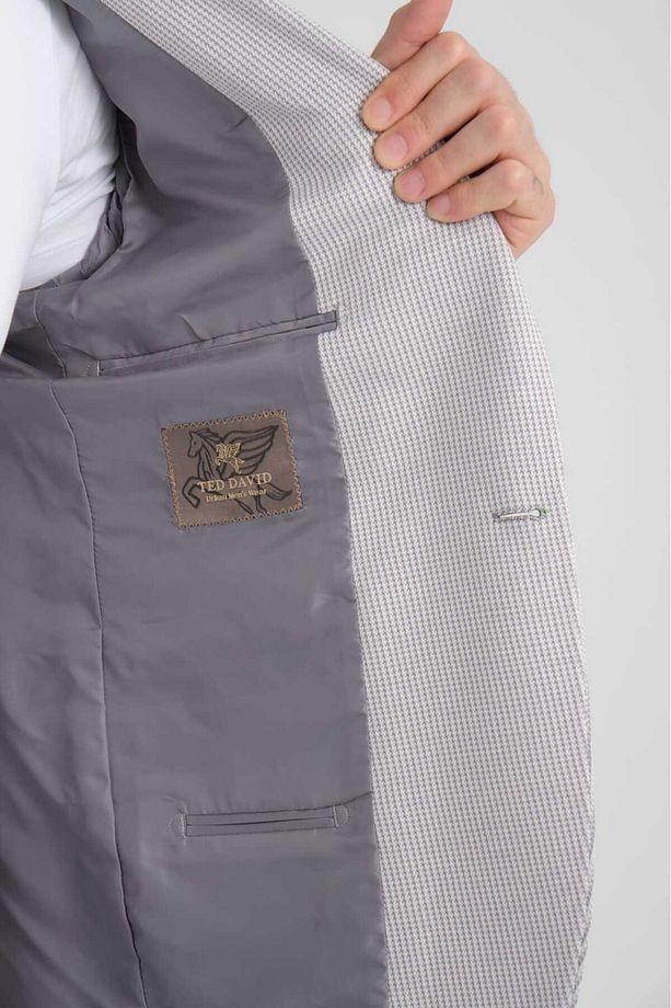 Gofre Desen Slim Fit Torba Cep Sivri Yaka Blazer Ceket - 7