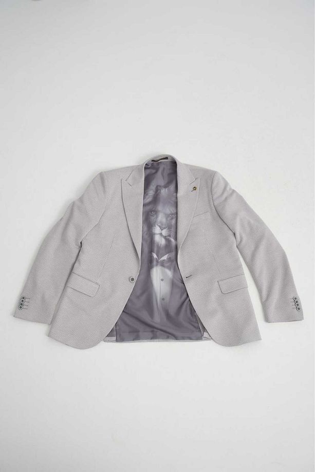 Gofre Desen Slim Fit Torba Cep Sivri Yaka Blazer Ceket - 8