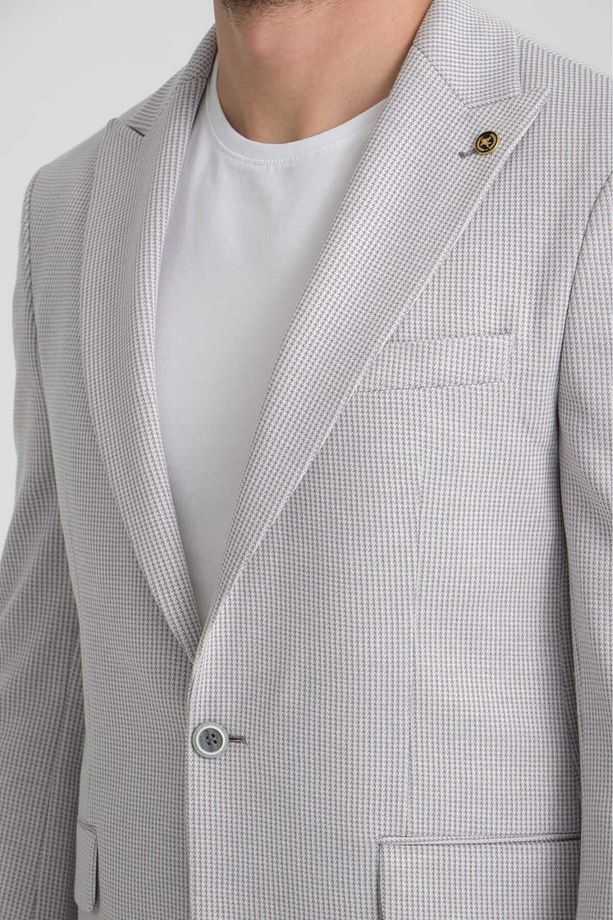Gofre Desen Slim Fit Torba Cep Sivri Yaka Blazer Ceket - 6