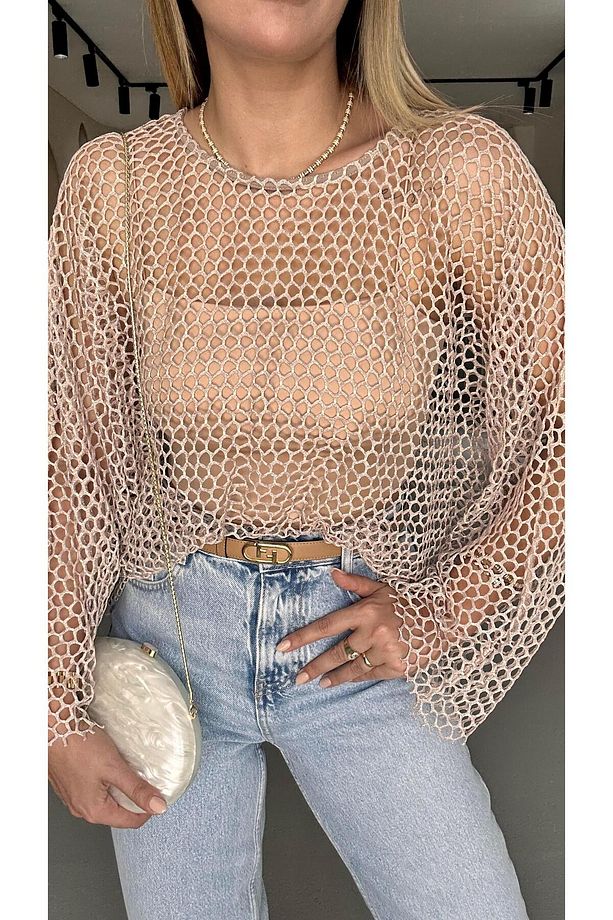 Ten Oversize Simli File Bluz - 2