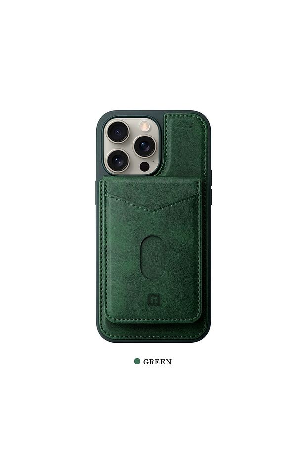 İphone 14 Pro Max Uyumlu Ayrılabilir Kartlıklı Magsafearka Koruma Kılıf - Yeşil - 1