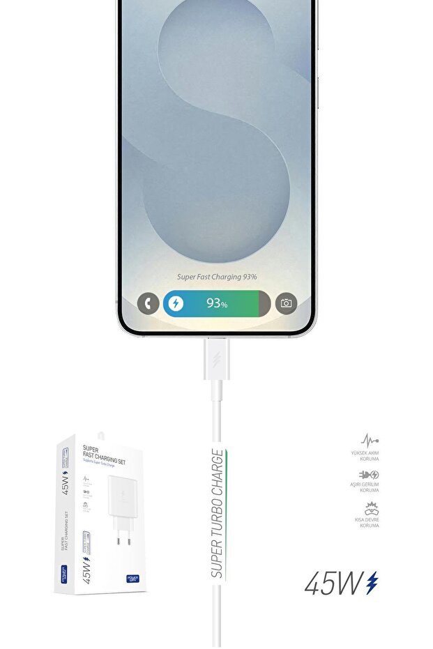 PD 45W Type-C QC 3.0 Süper Hızlı Şarj Aleti S45 Adaptör - 3
