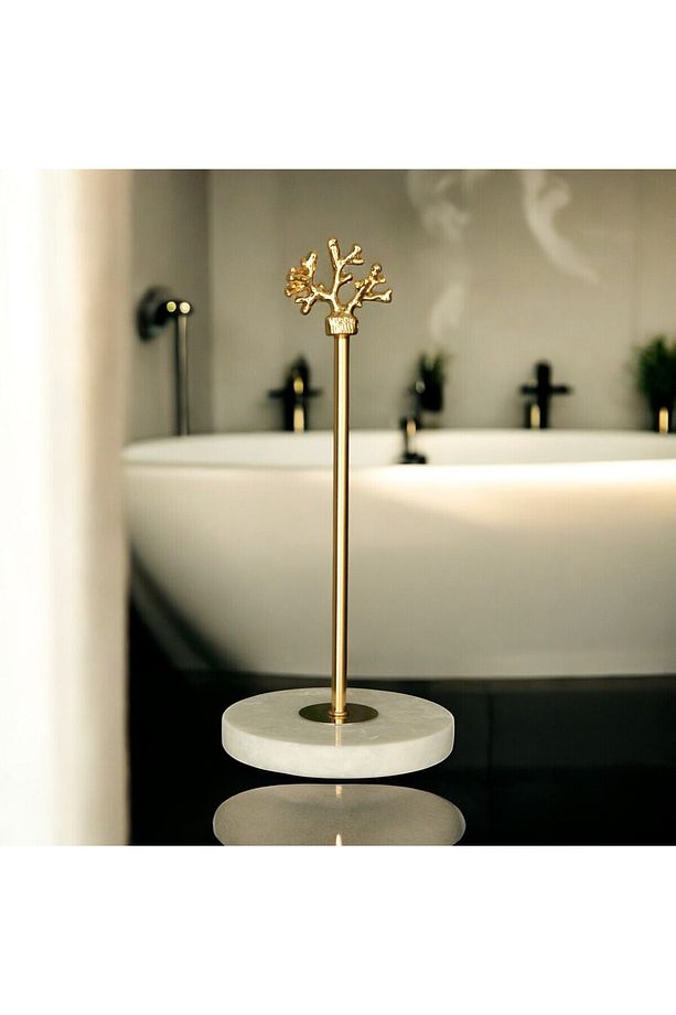 Mermer Rulo Kağıt Havluluk, Gold Mercan Objeli, Peçete Organizer - 4