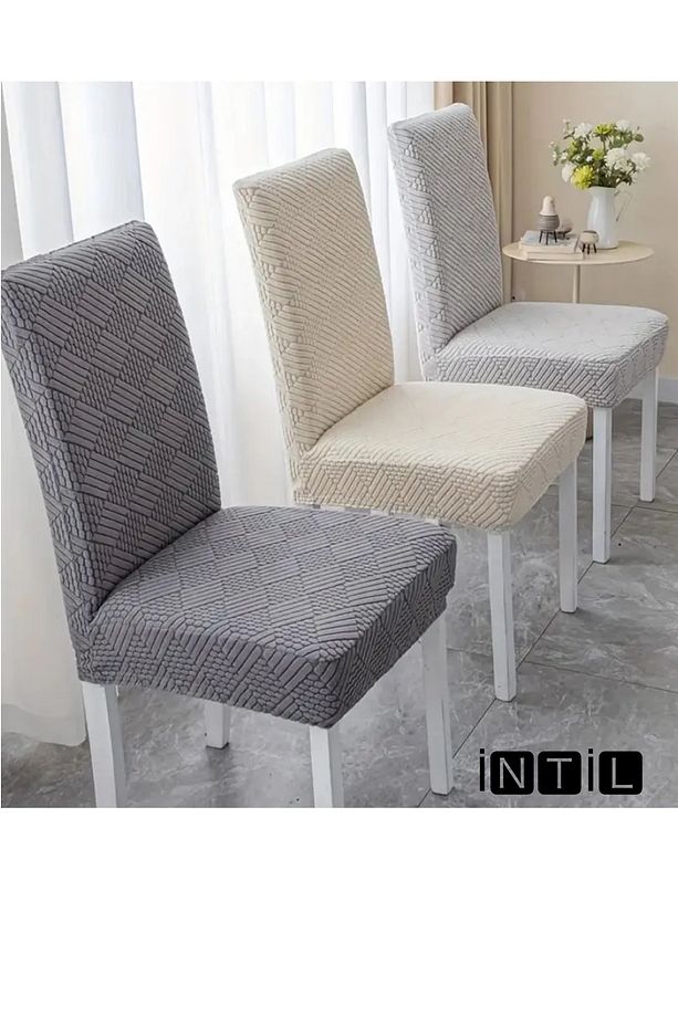 Sandalye Kılıfı, Sandalye Örtüsü, Lastikli, Likralı Tuğla Desen 1 Adet Chair Cover - 3