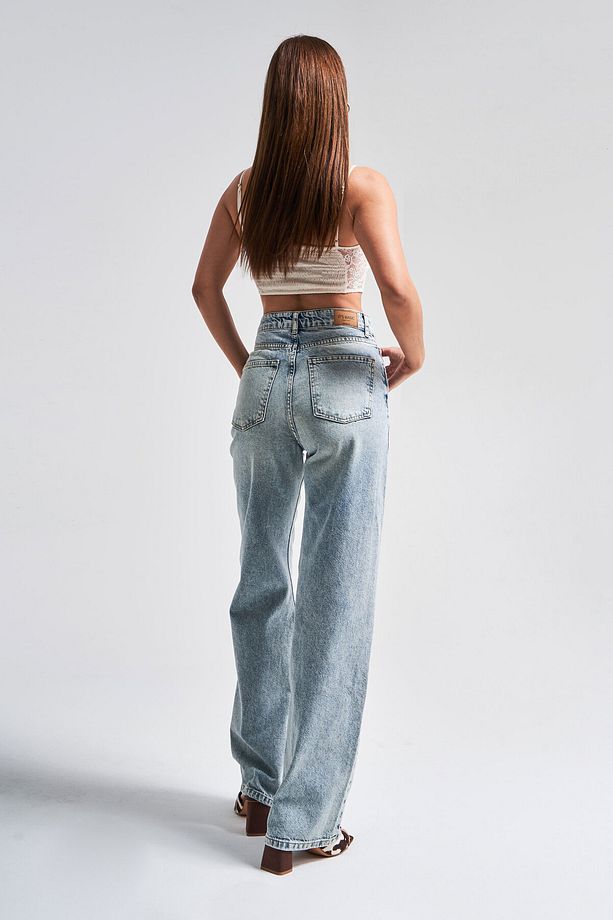 Kadın T.kot Rengi Doris 4s5-80 Straight Fit Yüksek Bel %100 Koton Iç Boy 80cm Denim Jean - 5