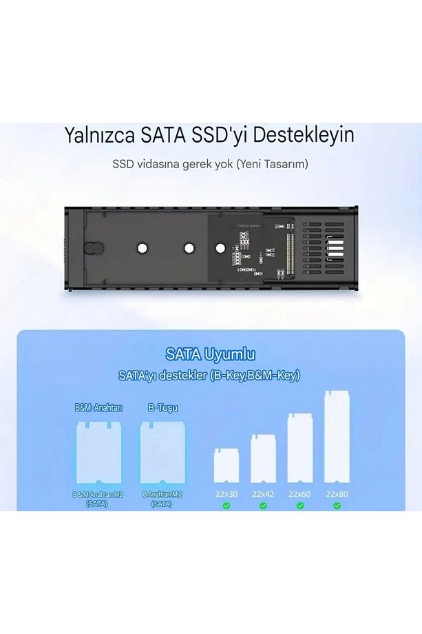 Jeyi M.2 NGFF SATA Ssd Muhafazası 2230/2242/2260/2280 metal 5Gbps Yüksek Hızlı Veri Aktarımı - 4