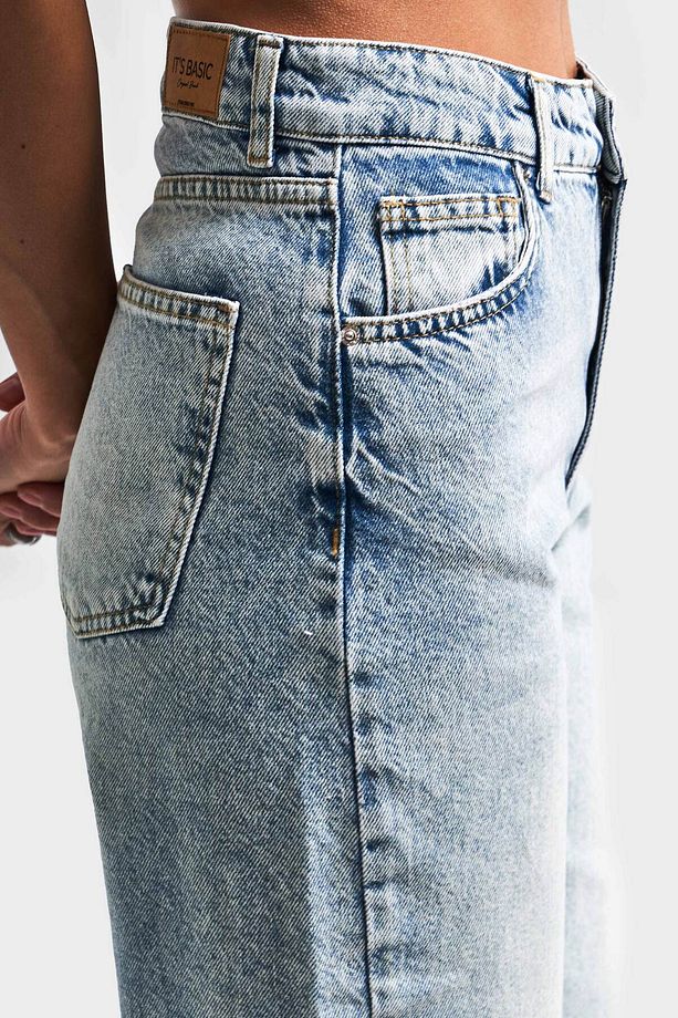 Kadın T.kot Rengi Doris 4s5-80 Straight Fit Yüksek Bel %100 Koton Iç Boy 80cm Denim Jean - 3
