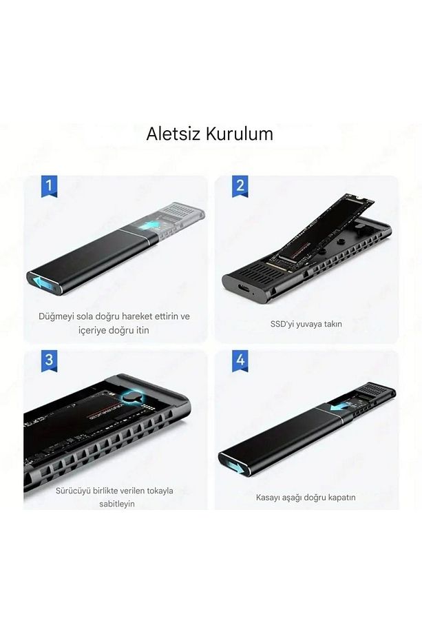 Jeyi M.2 NGFF SATA Ssd Muhafazası 2230/2242/2260/2280 metal 5Gbps Yüksek Hızlı Veri Aktarımı - 2